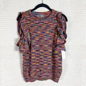 ANTHROPOLOGIE multicolored Ruby flutter sleeve knit top M NEW